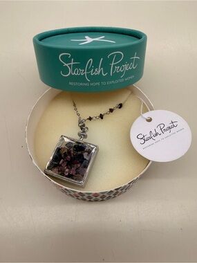 🛍️ 💜 Starfish Project Amethyst Stone Necklace – Adjustable 34” Chain 💜